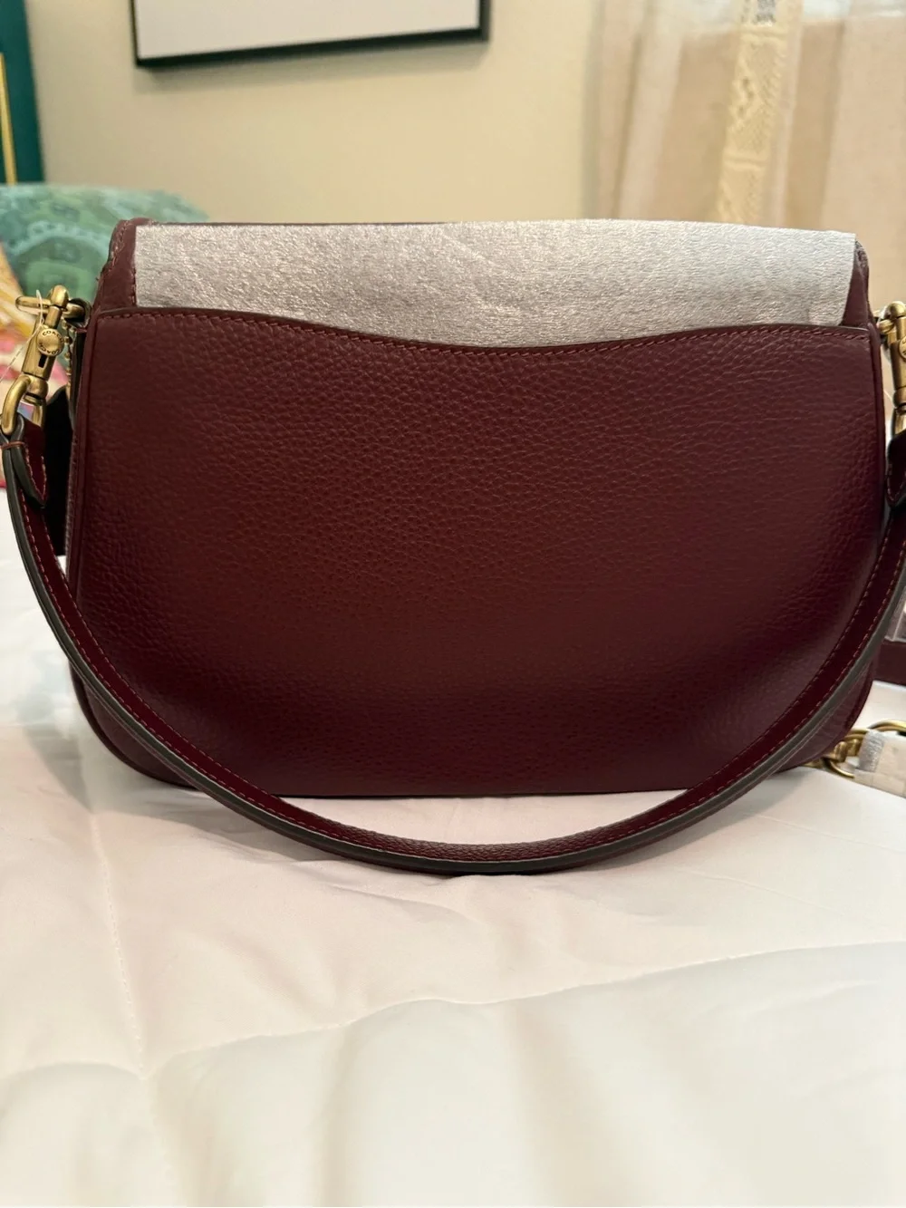 Coach Leather Saddle Bag - Burgundy